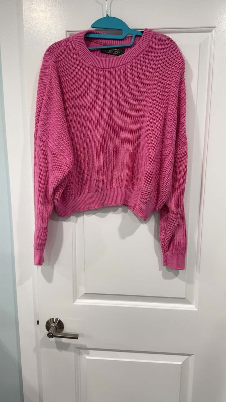 Primark Hot Pink Chunky Knit Crewneck Sweater Size L
